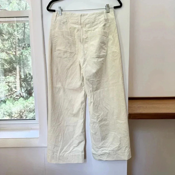 NWT Anthropologie Maeve The Colette Cropped Cord Wide Leg Trousers Ivory Cream - Picture 12 of 16